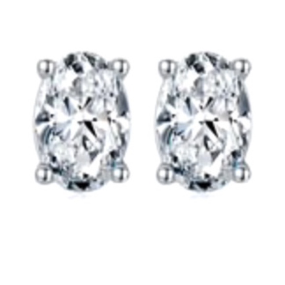 Certified Oval Moissanite Stud Earrings Sterling Silver 925 Screw Backs - Picture 8 of 14